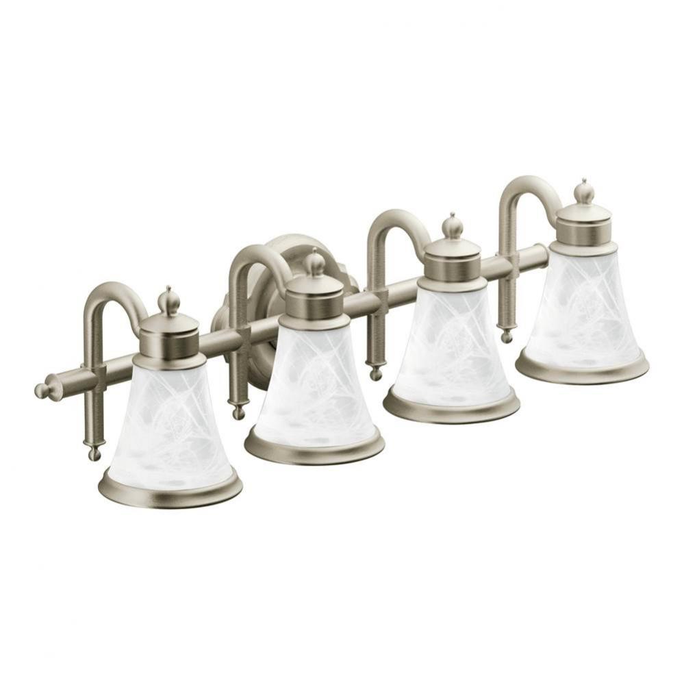 Waterhill 4-Light Dual-Mount Bath Bathroom Vanity Fixture with Frosted Glass, Brushed Nickel