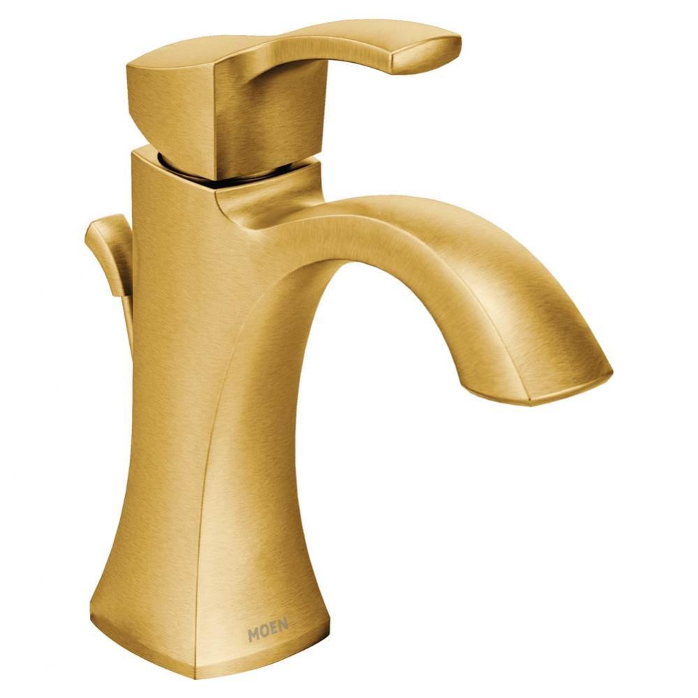 Voss One-Handle High Arc Bathroom Faucet with Drain Assembly, Brushed Gold