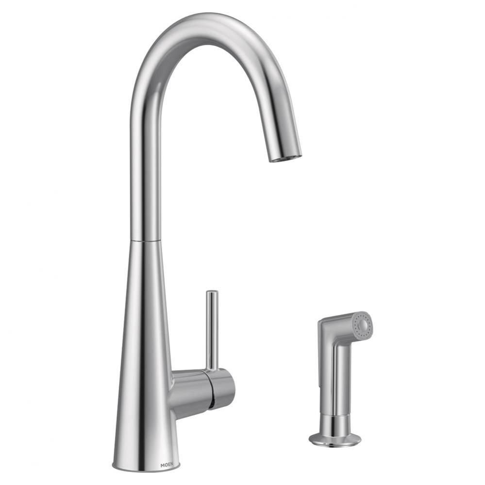 Sleek Single-Handle Standard Kitchen Faucet with Side Sprayer in Chrome