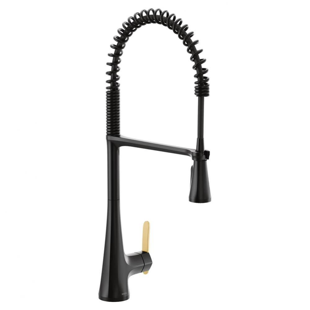 Sinema Single-Handle Pull-Down Sprayer Kitchen Faucet with Power Clean and Spring Spout in Matte B