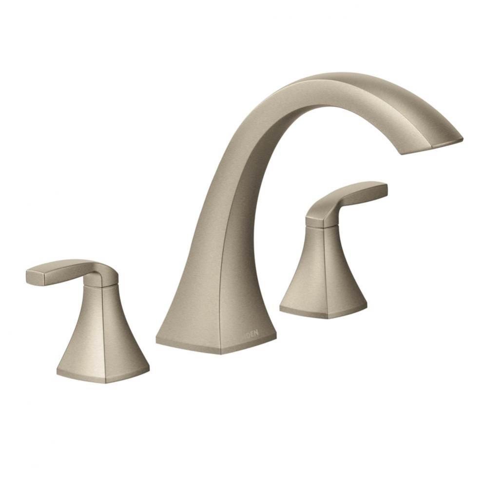 Voss 2-Handle Deck-Mount High-Arc Roman Tub Faucet Trim Kit in Brushed Nickel (Valve Sold Separate