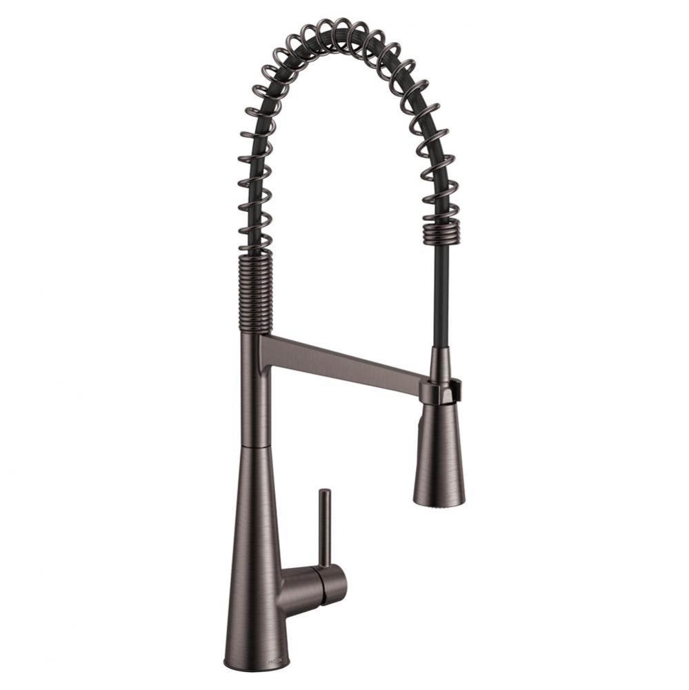 Sleek One Handle Pre-Rinse Spring Pulldown Kitchen Faucet with Power Boost, Black Stainless