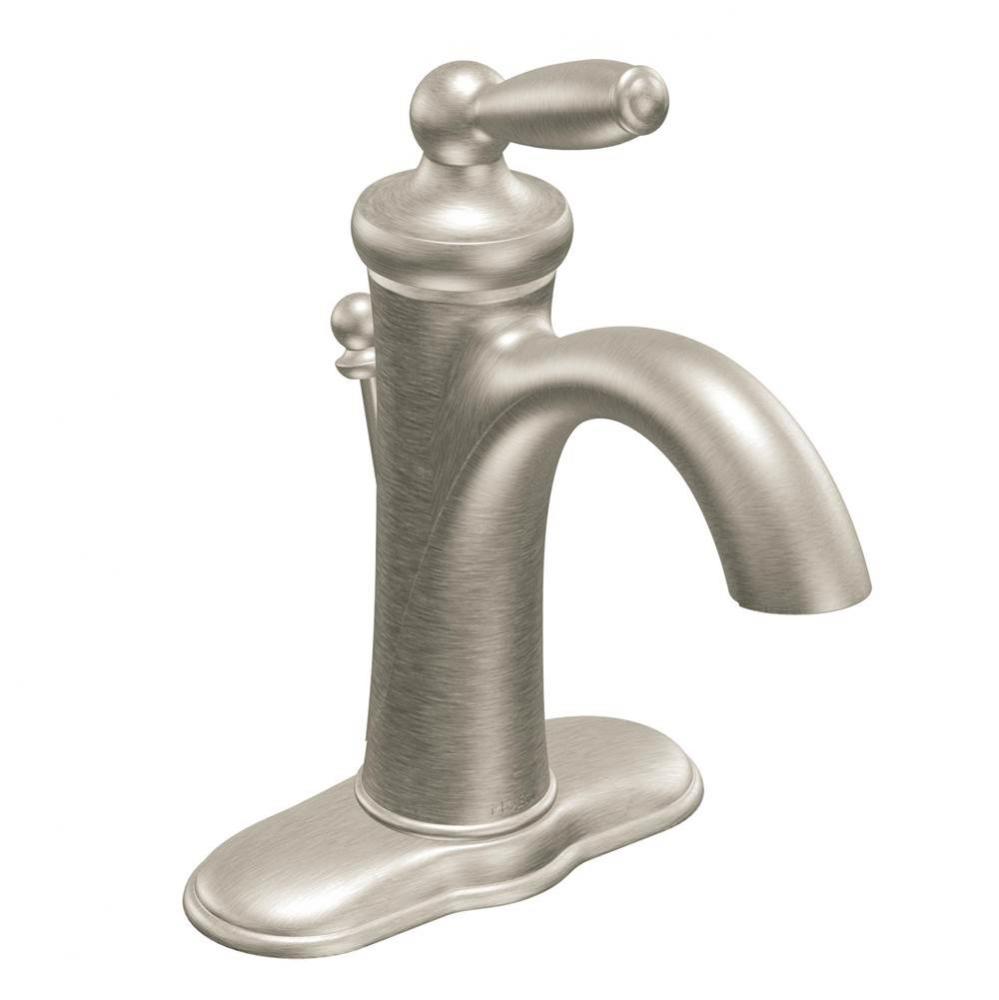 Brantford One-Handle Low-Arc Bathroom Faucet with Optional Deckplate, Brushed Nickel