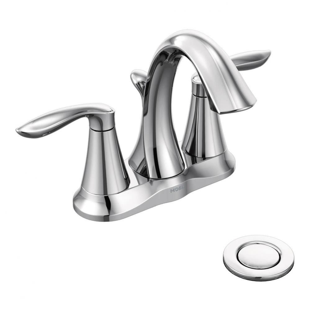 Eva Two-Handle Centerset Bathroom Sink Faucet with Drain Assembly, Chrome