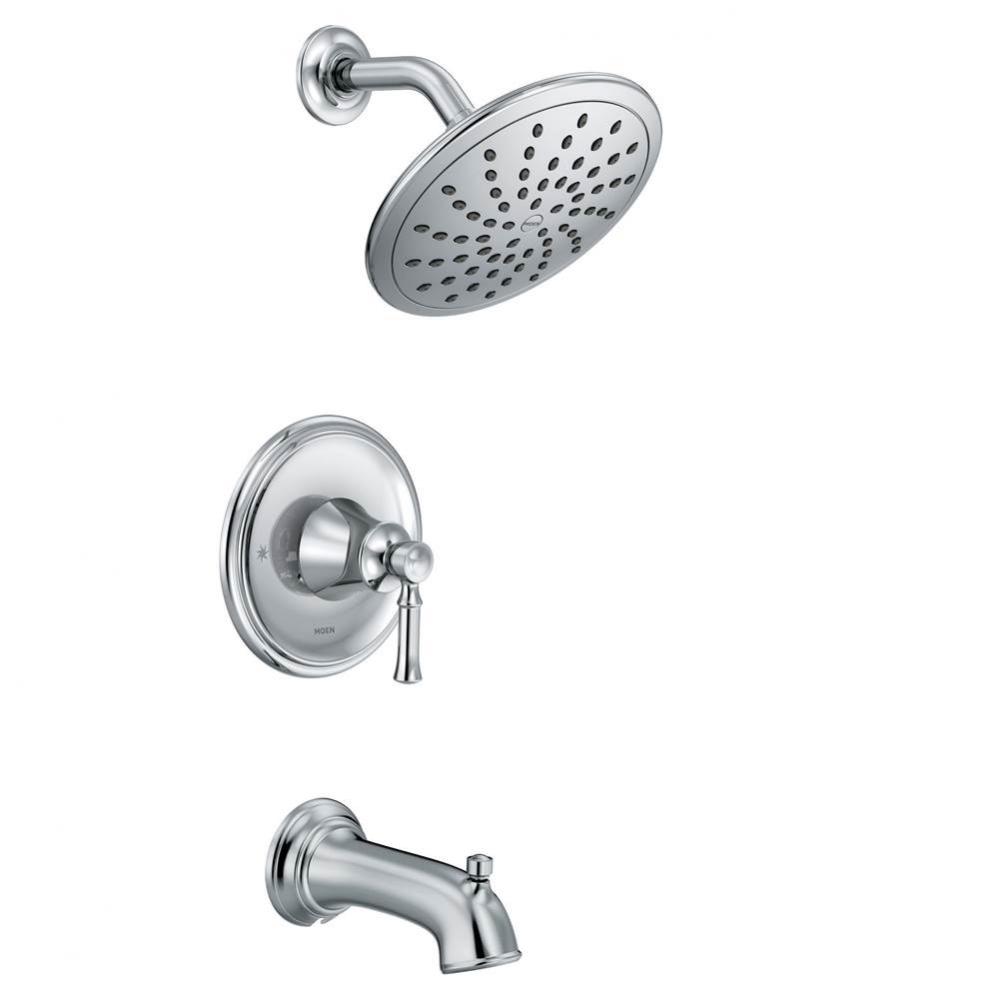 Dartmoor Posi-Temp Rain Shower Single-Handle Tub and Shower Faucet Trim Kit in Chrome (Valve Sold