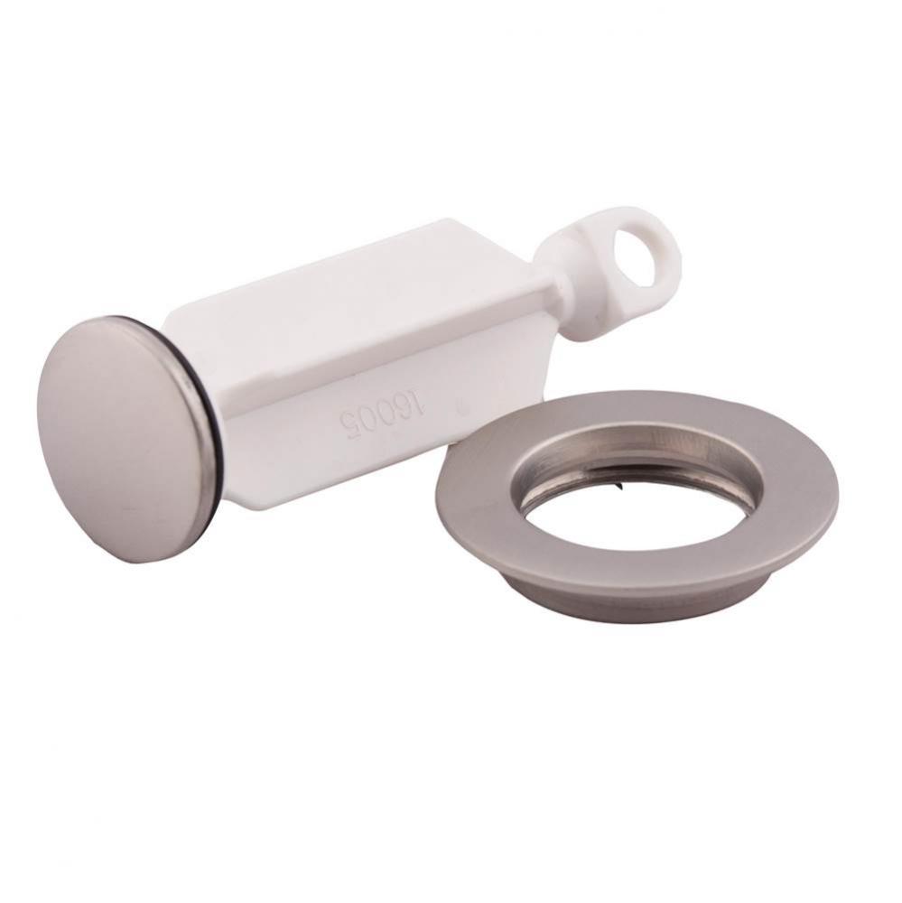 Replacement Bathroom Sink Drain Plug and Seat, Brushed Nickel