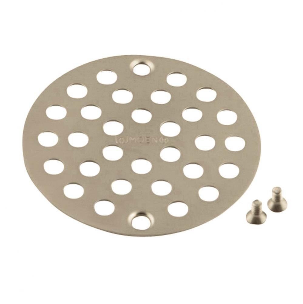 4-Inch Screw-In Shower Strainer Drain Cover, Brushed Nickel