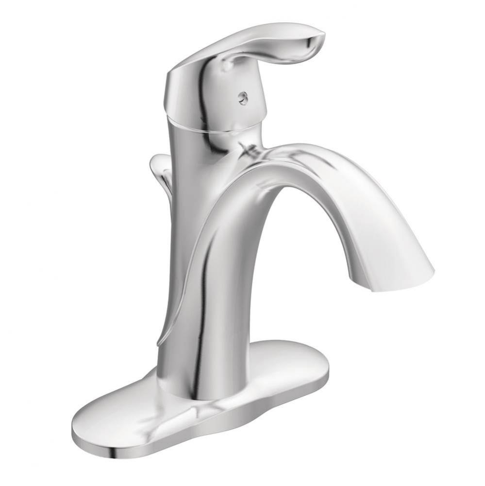 Eva One-Handle Single Hole Bathroom Sink Faucet with Optional Deckplate, Chrome