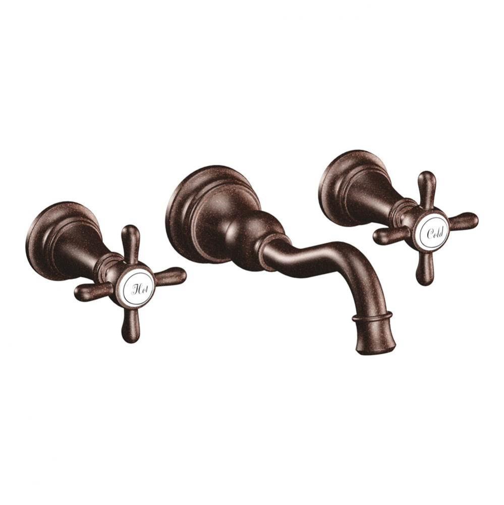 Weymouth 2-Handle Wall Mount High-Arc Bathroom Faucet in Oil Rubbed Bronze (Valve Sold Separately)