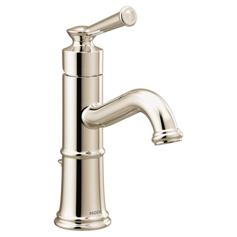 Belfield One-Handle Bathroom Sink Faucet with Drain Assembly and Optional Deckplate, Polished Nick