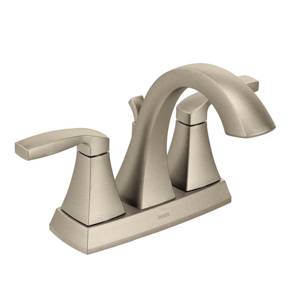 Voss Two-Handle High-Arc Centerset Bathroom Faucet with Drain Assembly, Brushed Nickel