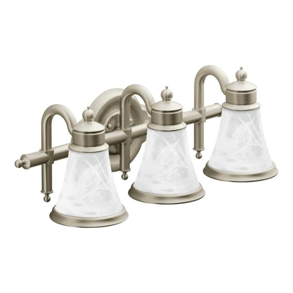 Waterhill 3-Light Dual-Mount Bath Bathroom Vanity Fixture with Frosted Glass, Brushed Nickel
