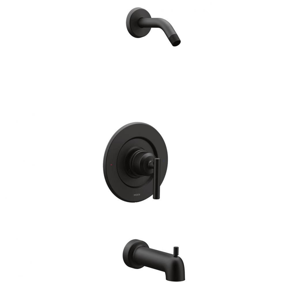 Gibon Single-Handle Posi-Temp Tub and Shower Faucet Trim Kit in Matte Black (Shower Head and Valve