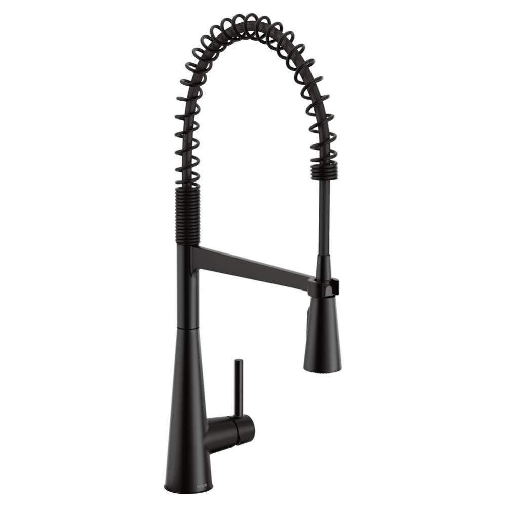 Sleek One Handle Pre-Rinse Spring Pulldown Kitchen Faucet with Power Boost, Matte Black