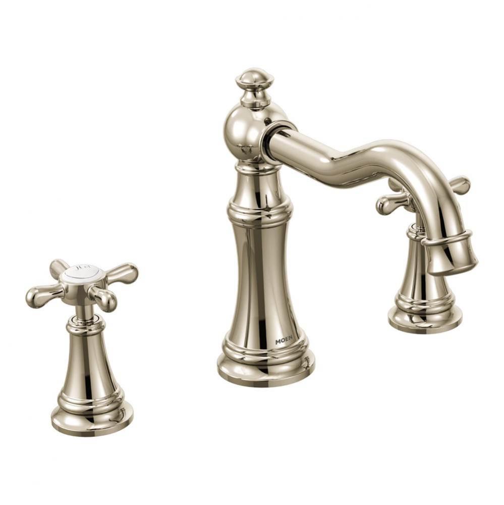 Weymouth 2-Handle Deck-Mount High-Arc Roman Tub Faucet Trim Kit in Nickel (Valve Sold Separately)