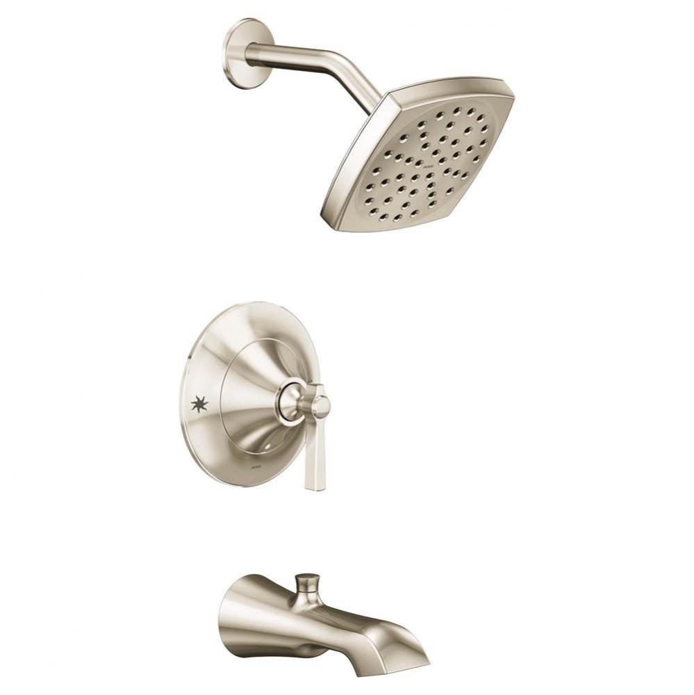 Flara Posi-Temp Rain Shower 1-Handle Tub and Shower Faucet Trim Kit in Polished Nickel (Valve Sold