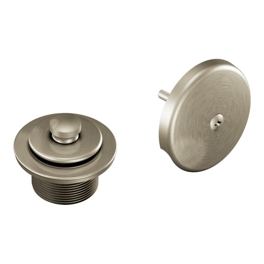 Push-N-Lock Tub and Shower Drain Kit with 1-1/2 Inch Threads, Brushed Nickel