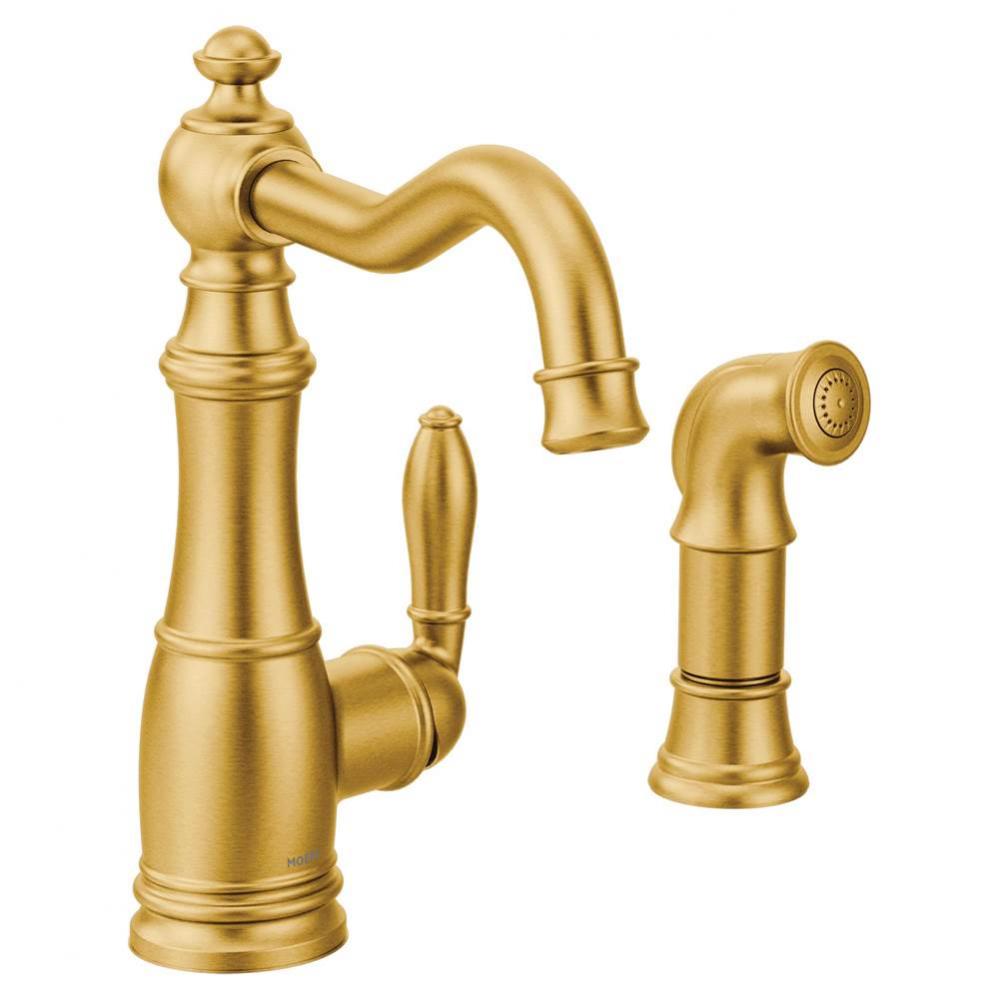 Weymouth One-Handle Traditional Kitchen Faucet with Side Sprayer, Brushed Gold