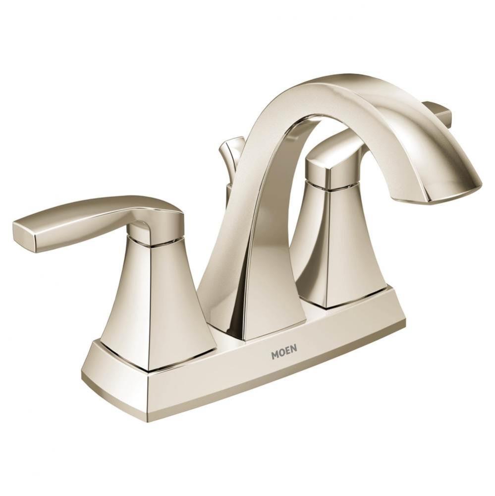 Voss Two-Handle High Arc Centerset Bathroom Faucet, Polished Nickel