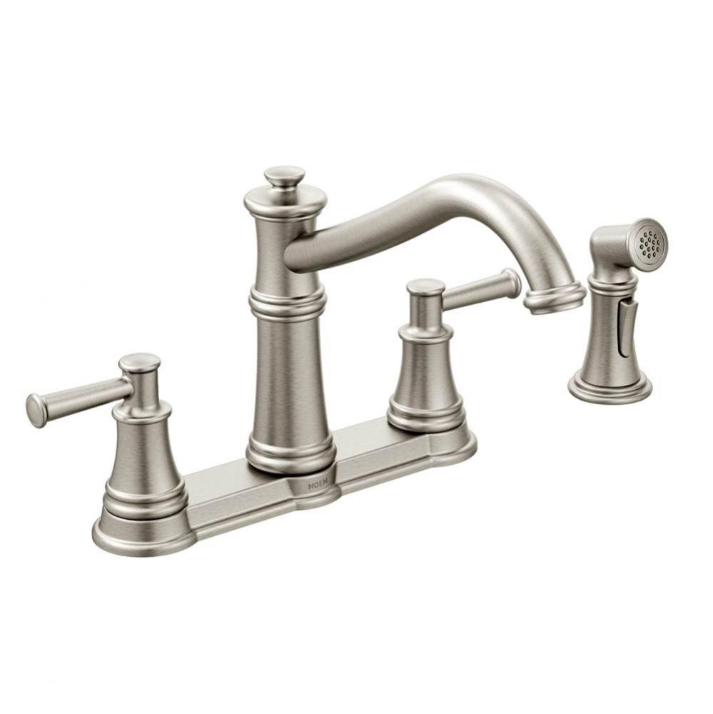Belfield Traditional Two Handle High Arc Kitchen Faucet with Side Spray, Spot Resist Stainless