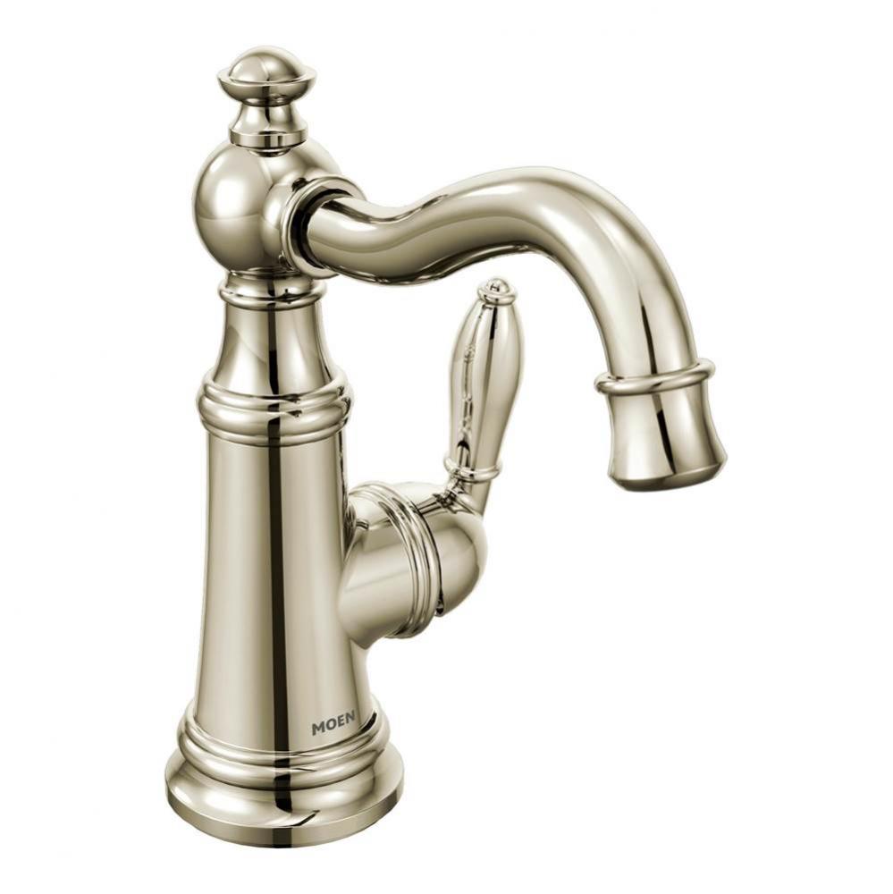 Weymouth One-Handle Single Hole Traditional Bathroom Sink Faucet with Drain Assembly, Polished Nic
