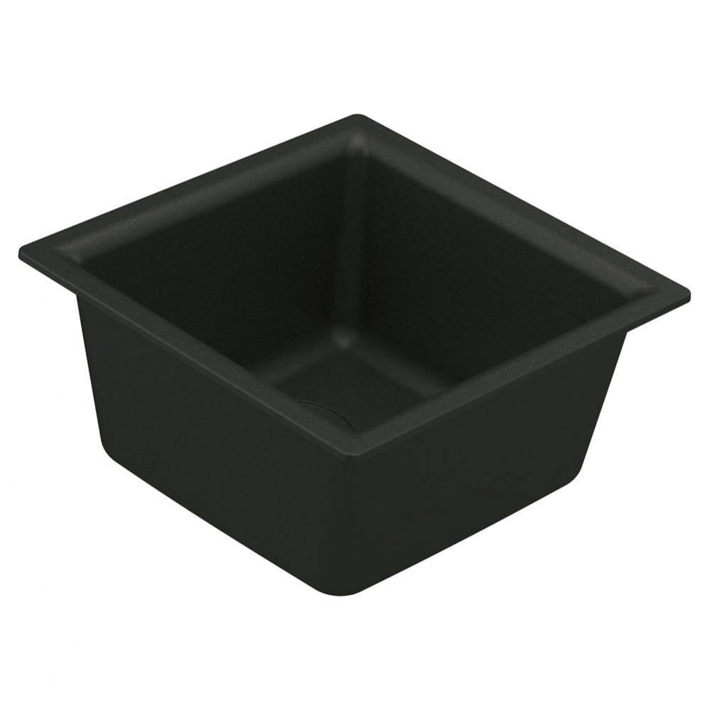 15.75-Inch Wide x 7-Inch Deep Dual Mount Granite Single Bowl Kitchen or Bar Sink, Black