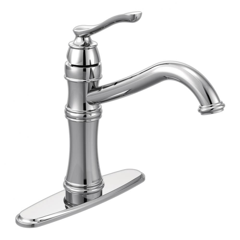 Belfield Traditional One Handle High Arc Kitchen Faucet with Optional Deckplate Included, Chrome