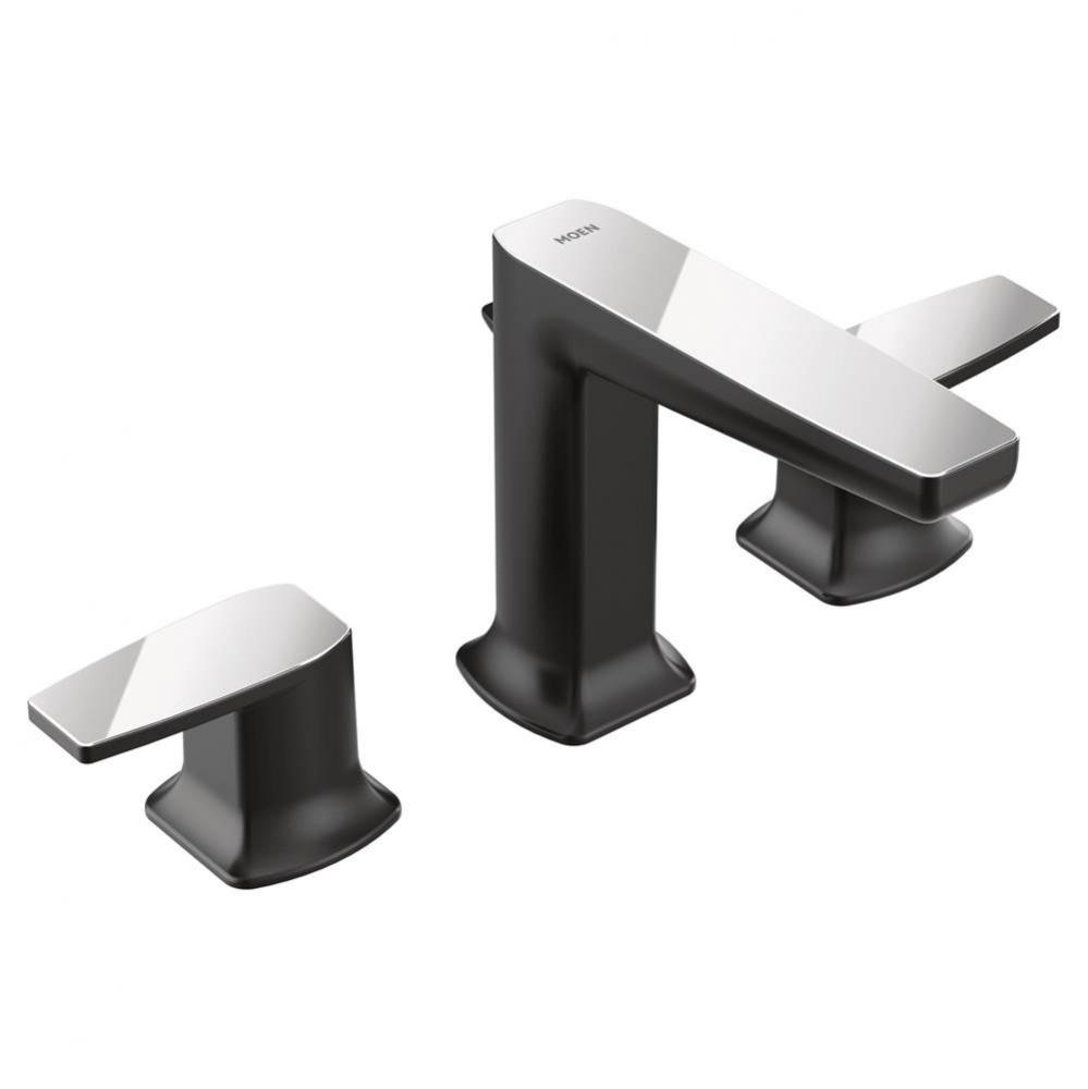 Via Two-Handle Modern Bathroom Faucet Trim Kit, Valve Required, Matte Black and Chrome