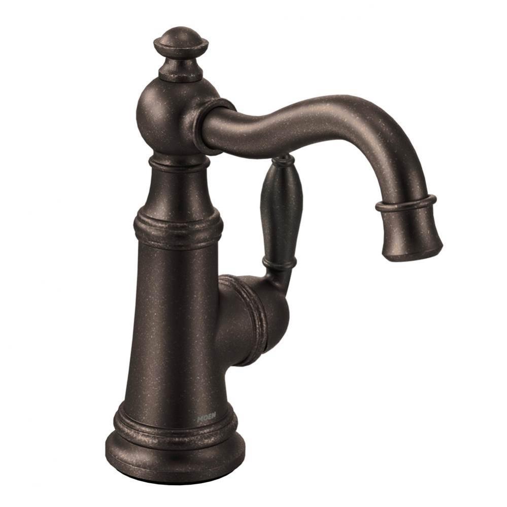 Oil rubbed bronze one-handle high arc bar faucet