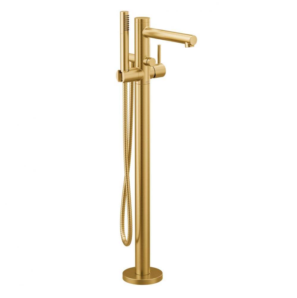 Align One-Handle Freestanding Floor Mount Tub Filler with Handshower, Brushed Gold