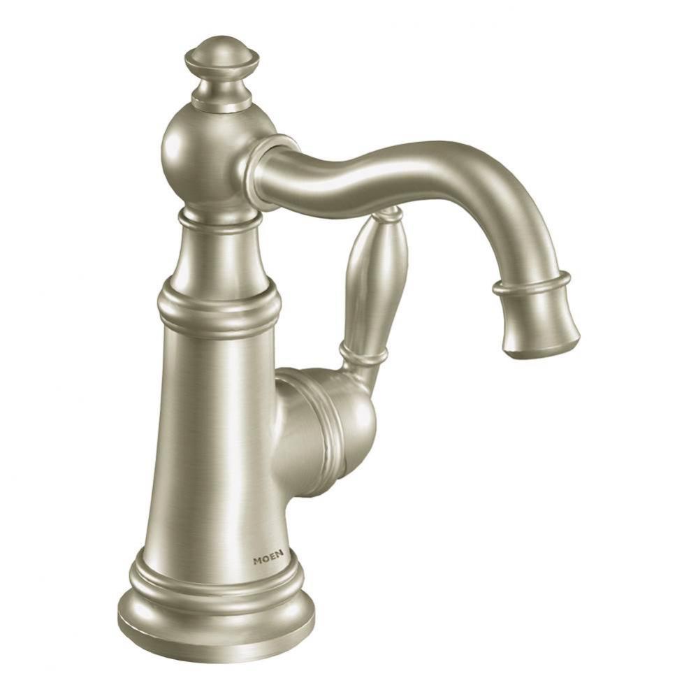 Weymouth One-Handle Single Hole Traditional Bathroom Sink Faucet with Drain Assembly, Brushed Nick