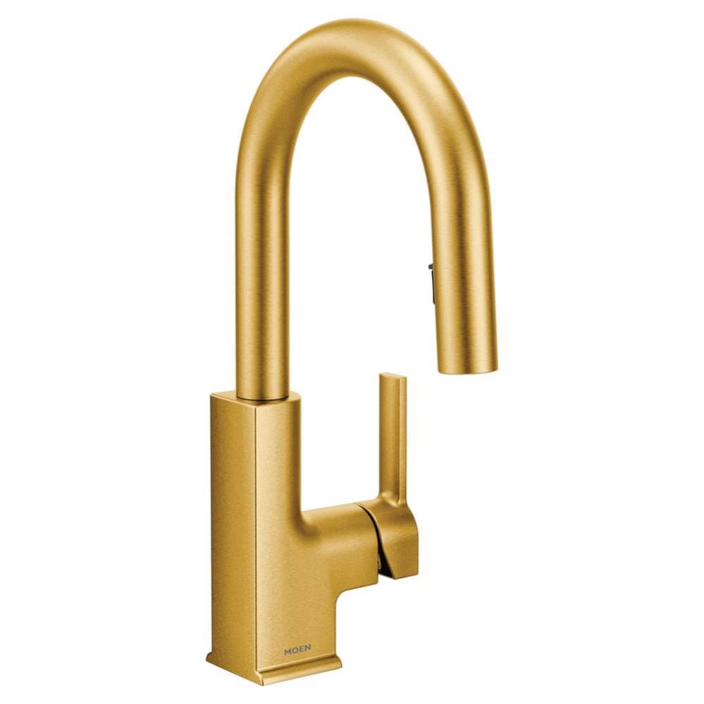 STo One-Handle High Arc Pulldown Modern Bar Faucet with Power Clean, Brushed Gold