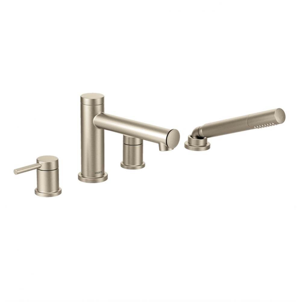 Align 2-Handle Deck Mount Roman Tub Faucet Trim Kit with Hand shower in Brushed Nickel (Valve Sold