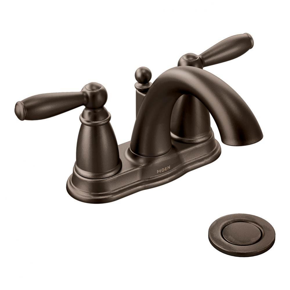Brantford Two-Handle Low Arc Centerset Bathroom Faucet with Drain Assembly, Oil Rubbed Bronze