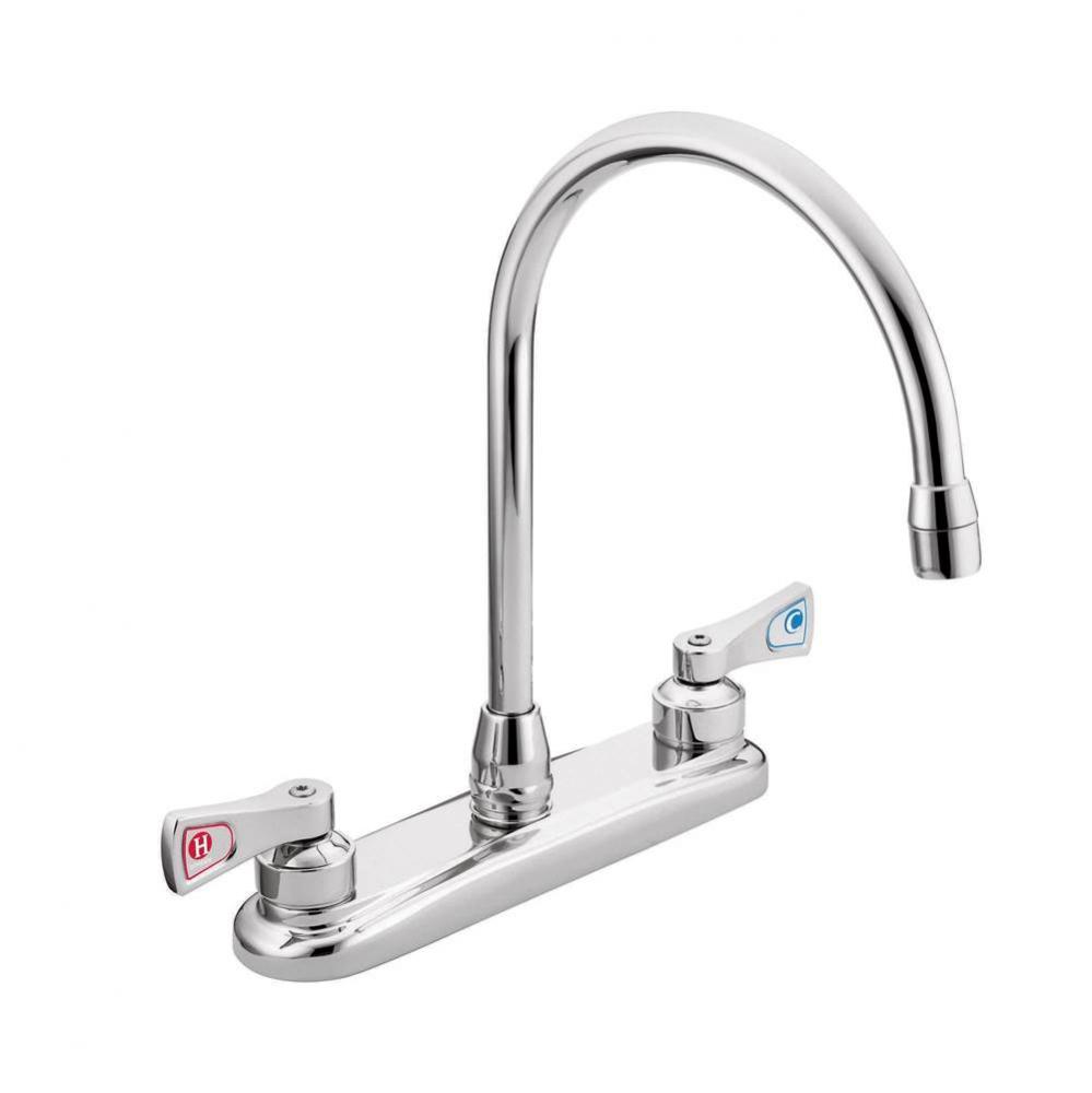 Chrome two-handle kitchen faucet