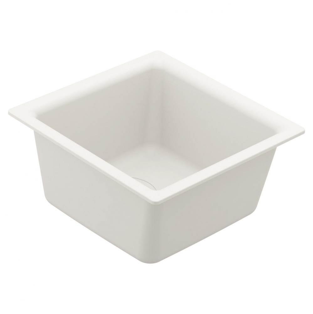 15.75-Inch Wide x 7-Inch Deep Dual Mount Granite Single Bowl Kitchen or Bar Sink, White