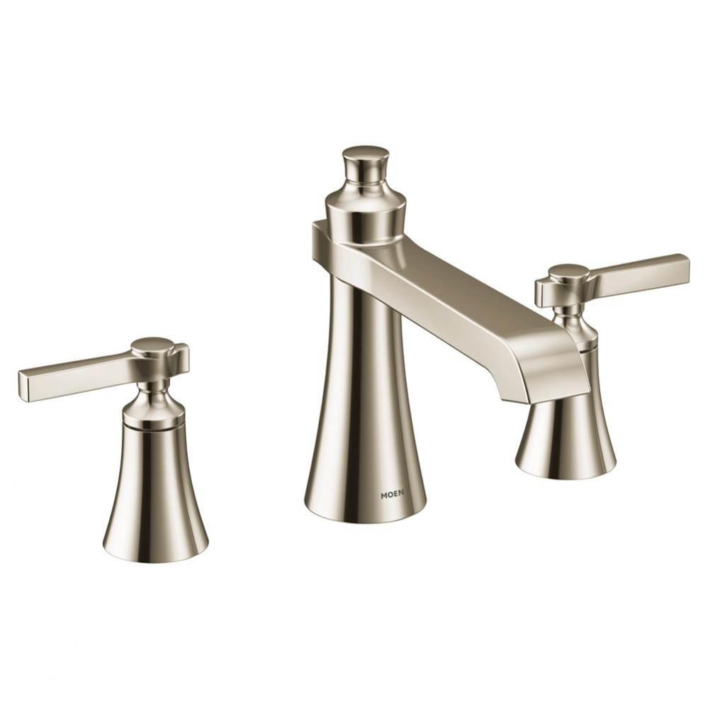 Flara 2-Handle Deck-Mount Roman Tub Faucet Trim Kit with Lever Handles in Polished Nickel (Valve S