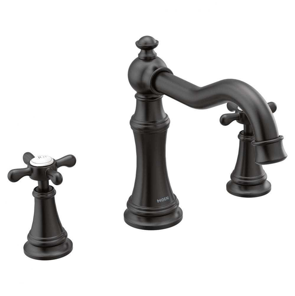 Weymouth 2-Handle Deck-Mount Roman Tub Faucet Trim Kit in Matte Black (Valve Sold Separately)