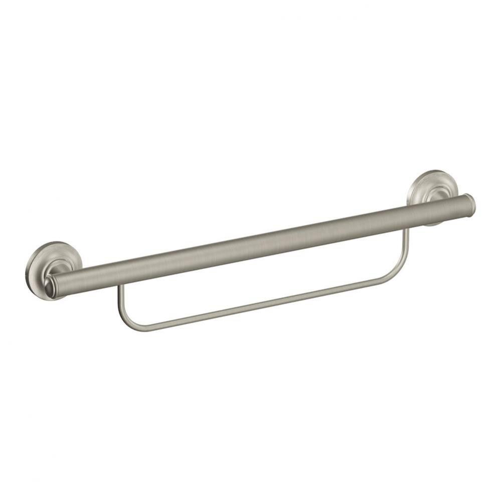 Brushed Nickel 24&apos;&apos; Grab Bar With Towel Bar