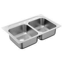 Moen G202134BQ - 33''x22'' stainless steel 20 gauge double bowl drop in sink