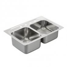 Moen G202334Q - 33''x22'' stainless steel 20 gauge double bowl drop in sink