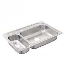 Moen G202853BQ - 33''x22'' stainless steel 20 gauge double bowl drop in sink