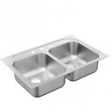 Moen G222133B - 33''x22'' stainless steel 22 gauge double bowl drop in sink