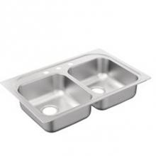 Moen G222153B - 33''x22'' stainless steel 22 gauge double bowl drop in sink