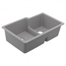 Moen GGR4014B - 33-Inch Wide x 9.5-Inch Deep Low-Divide Undermount Granite Double Bowl Kitchen Sink, Gray