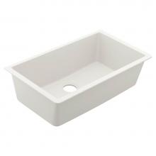 Moen GGW4010B - 33-Inch Wide x 9.5-Inch Deep Undermount Granite Single Bowl Kitchen Sink, White