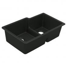 Moen GGB4014B - 33-Inch Wide x 9.5-Inch Deep Low-Divide Undermount Granite Double Bowl Kitchen Sink, Black