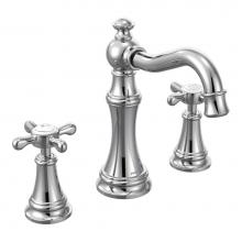 Moen TS42114 - Weymouth 8 in. Widespread 2-Handle High-Arc Bathroom Faucet Trim Kit in Chrome (Valve Sold Separat
