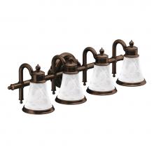 Moen YB9864ORB - Waterhill 4-Light Dual-Mount Bath Bathroom Vanity Fixture with Frosted Glass, Oil Rubbed Bronze