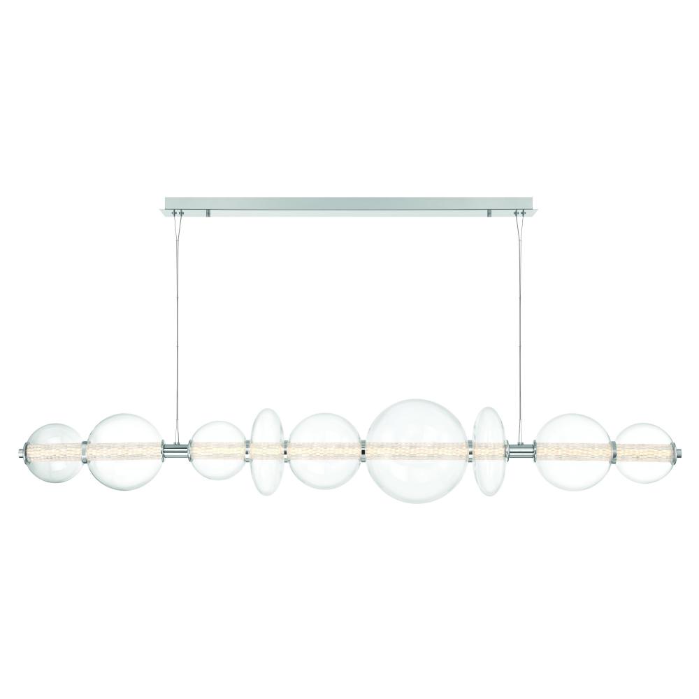 Atomo 74&#34; LED Chandelier In Chrome With Clear Glass